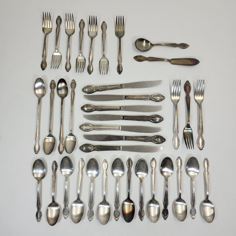 Wm Rogers Precious Mirror Flatware Lot 37 International Silver Plate Spoon Fork